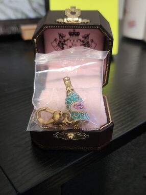 Juicy Couture Gold Bottle Charm with Teal Crystals